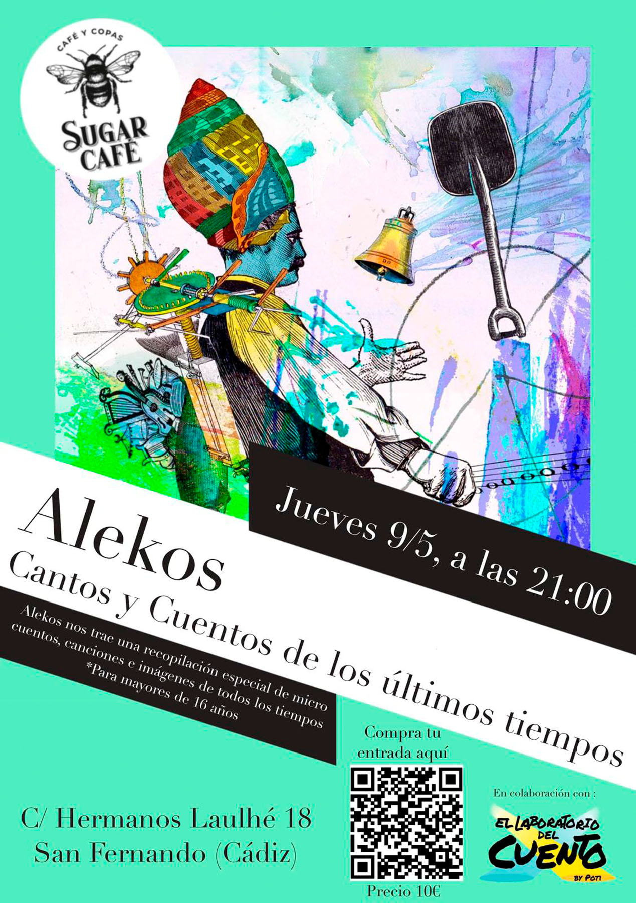 Cartel de «Cantos y Cuentos de los últimos tiempos», con Alekos.