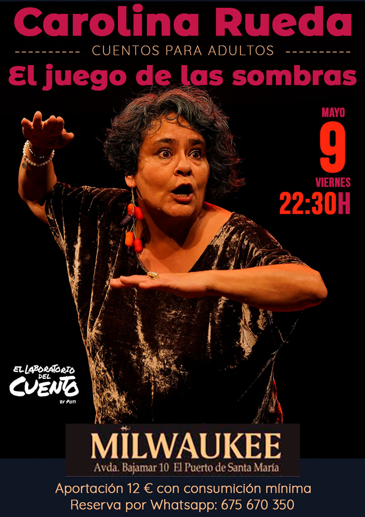 Cartel de «El juego de las sombras», con Carolina Rueda.