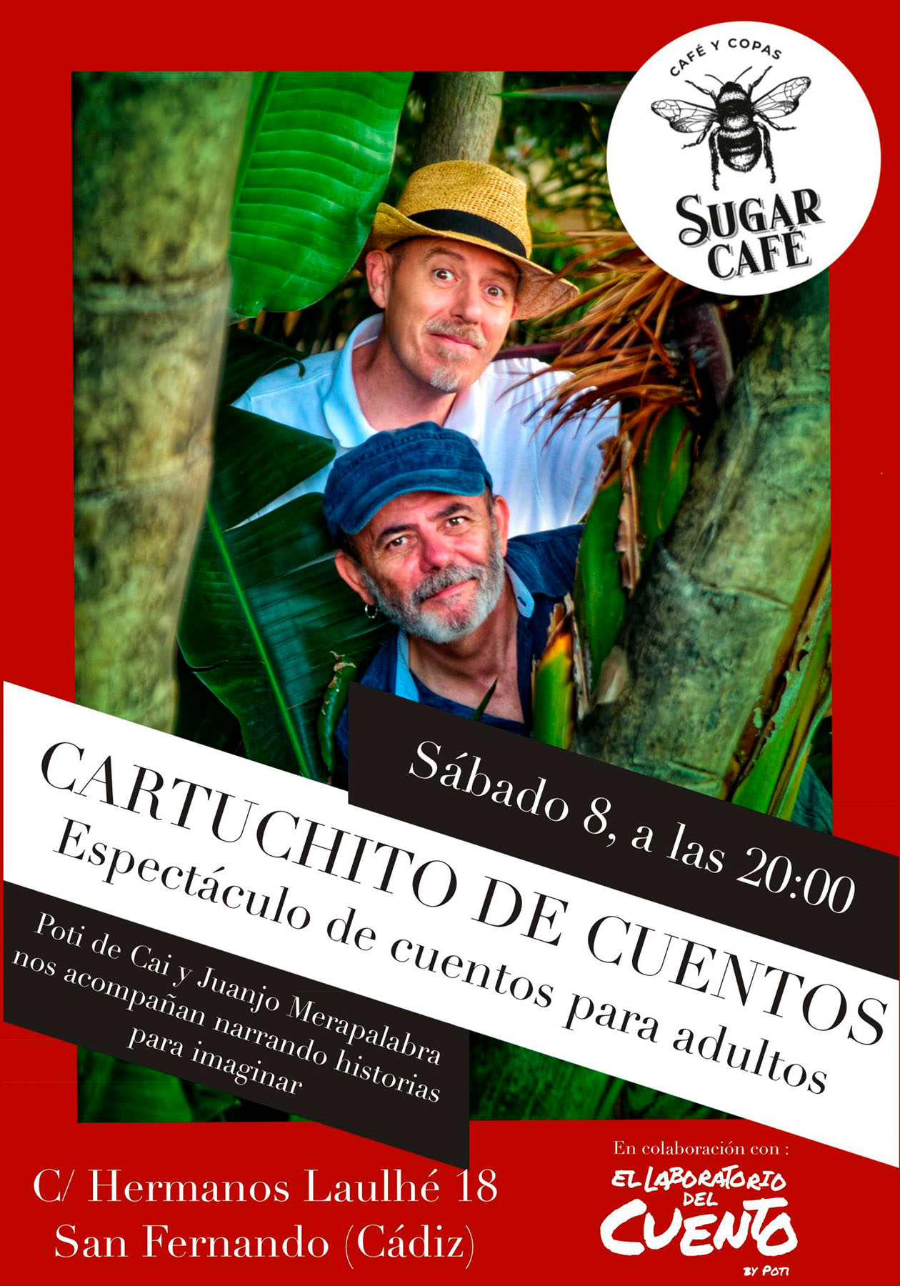Cartel de «Cartuchito de cuentos», con Juanjo Merapalabra Y Poti De Cai.