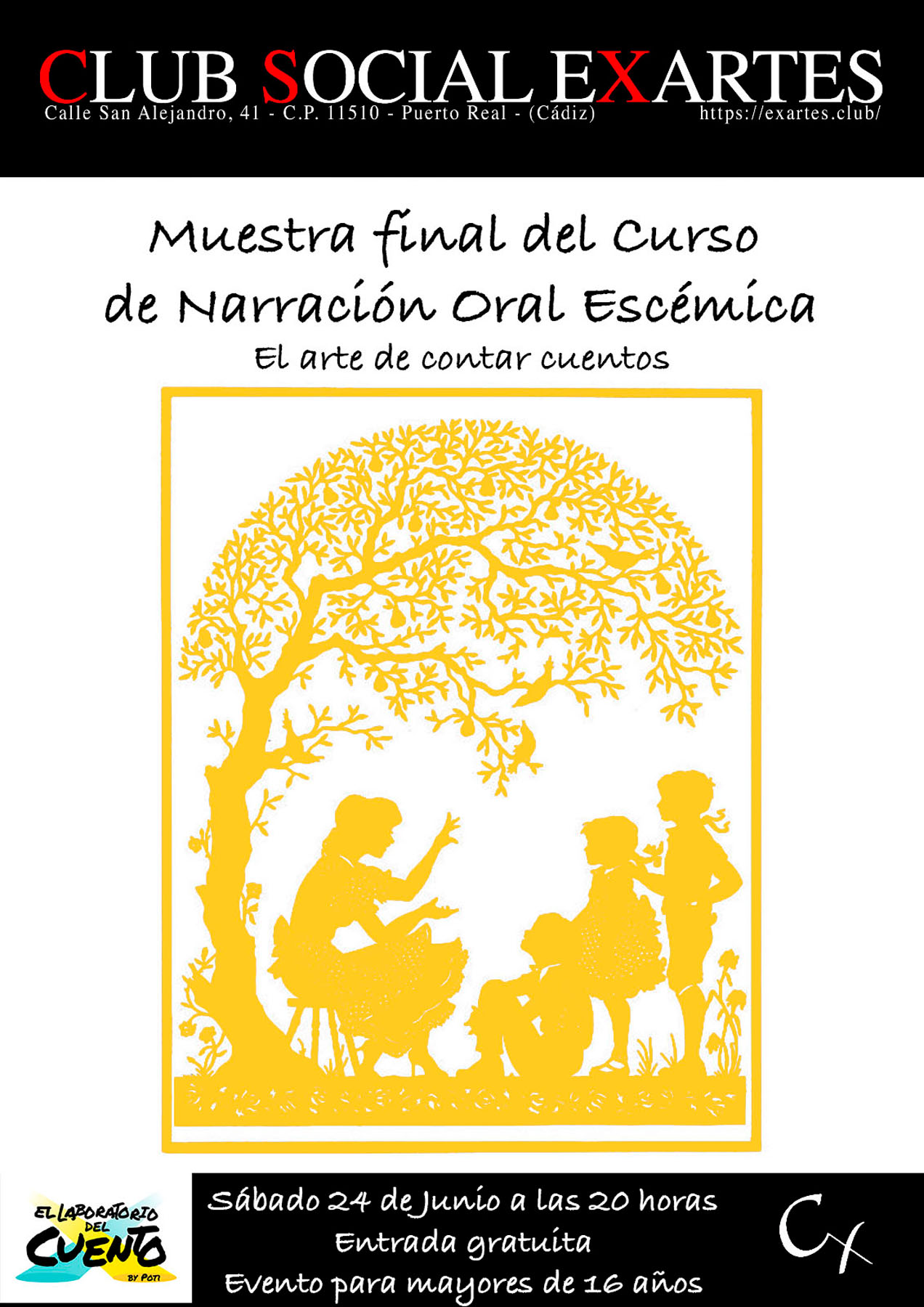 Cartel de «Muestra final del curso de narración oral escénica. el arte de contar cuentos».