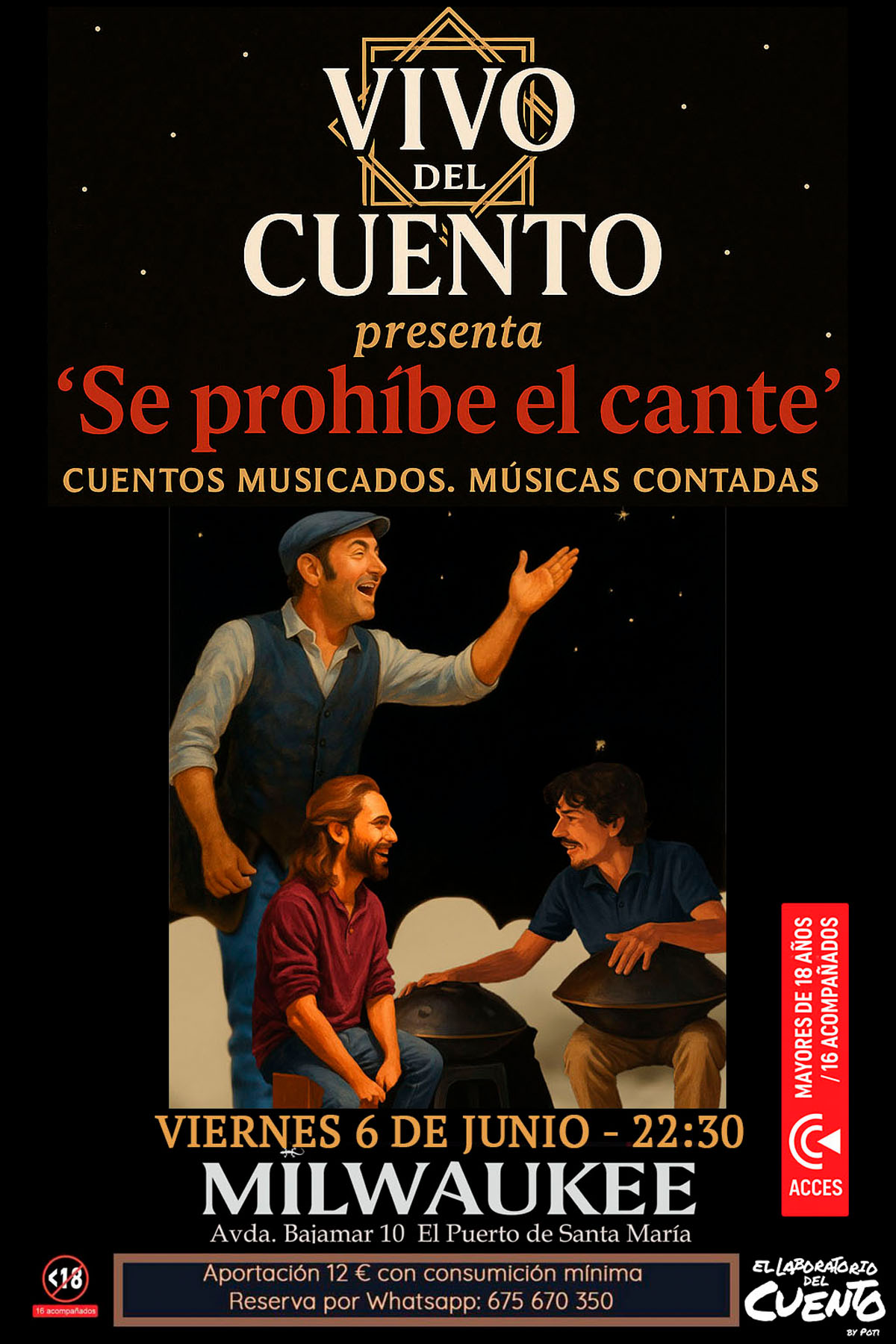 Cartel de «Se prohíbe el cante», con Cía. Vivo Del Cuento.