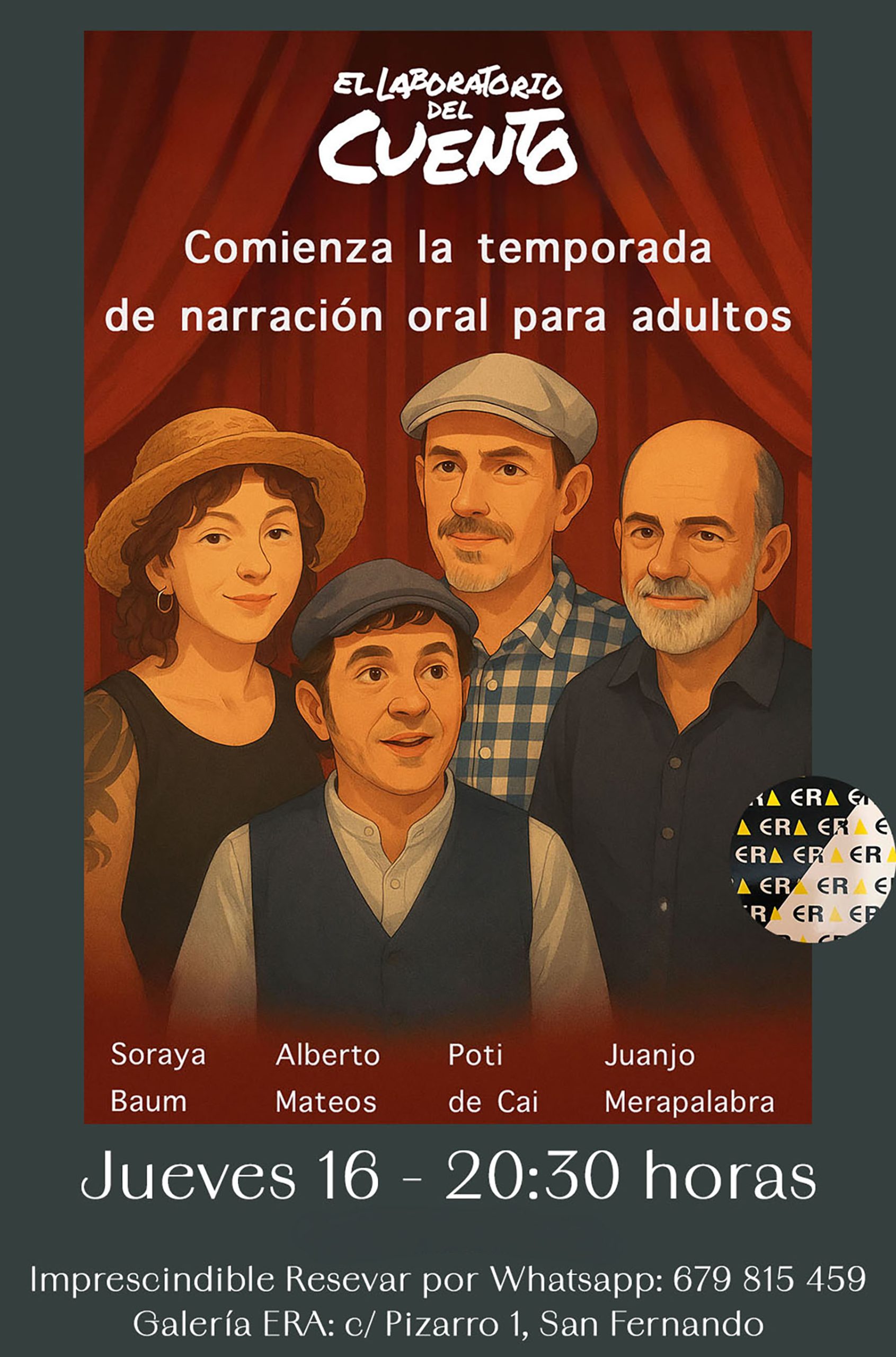 Cartel de «Comienzo de Temporada», con Juanjo Merapalabra, Soraya Baum, Alberto Mateos y Poti de Cai.