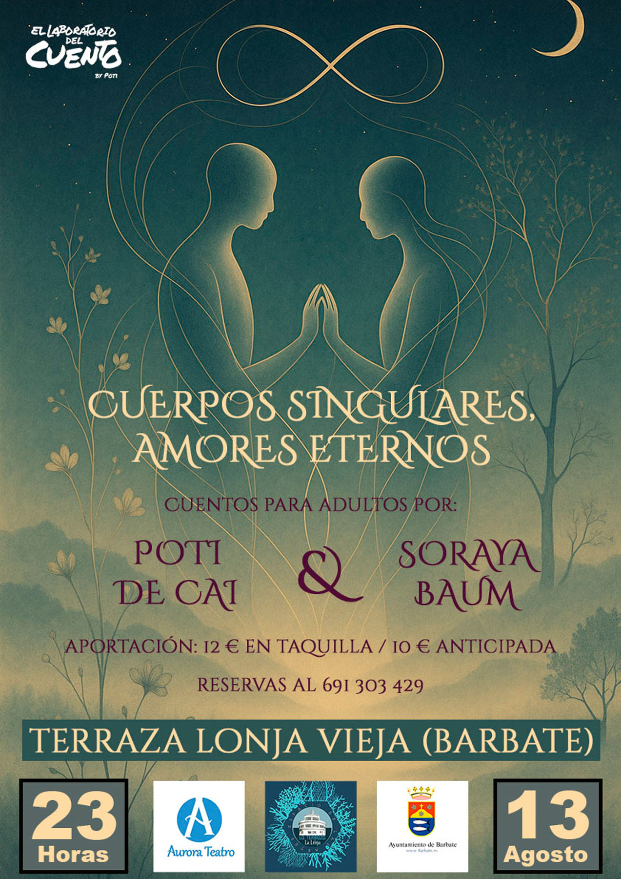 Cartel de «Cuerpos singulares, amores eternos», con Soraya Baum Y Poti De Cai.