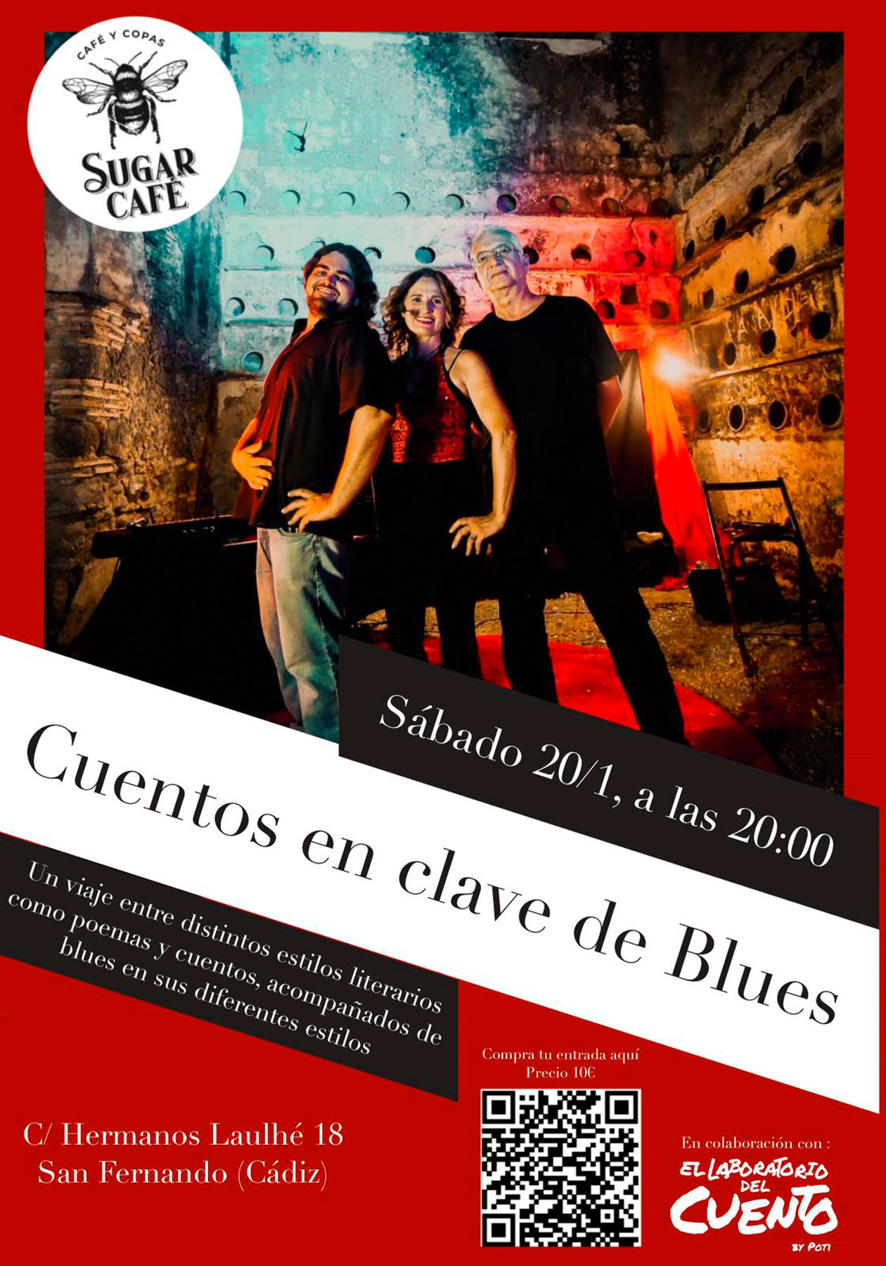 Cartel de «Cuentos en clave de blues», con Sandra Cerezo Acompañada De Philip Pearson Y Fran Mangas.